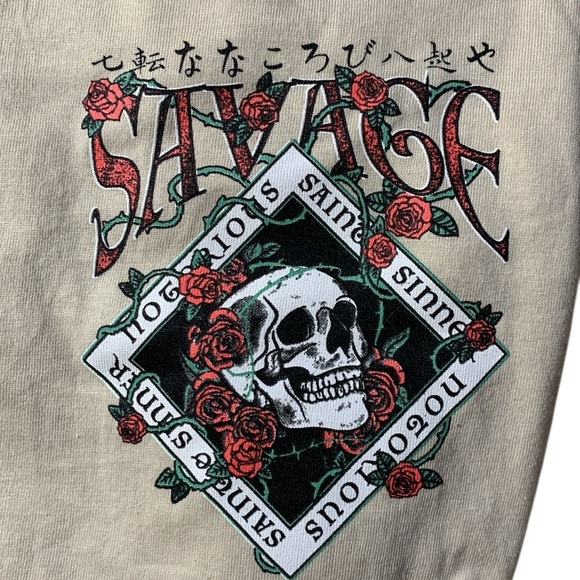 Savage rose skull saint sinner short sleeve t-shirt - Picture 9 of 9